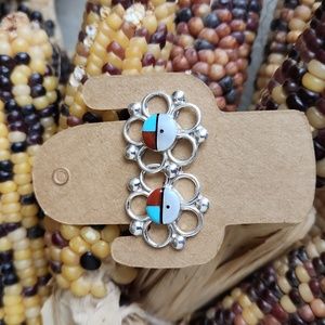 NWOT Native American Navajo Handmade Sunface Earrings ❤️🌞🩵